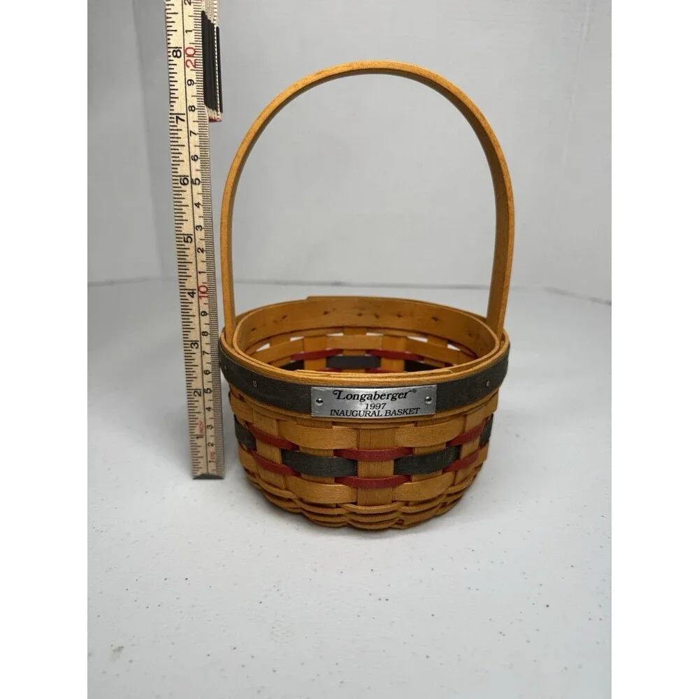 Vintage Longaberger 1997 Inaugural Basket, Round With Stationary Handle